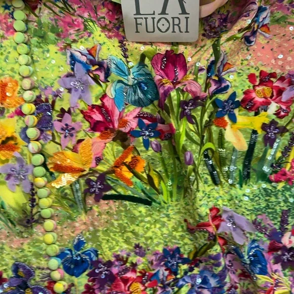 Vibrant Lime & Pink Ombre Maxi Dress,bidet and 100% silk - Picture 14 of 14